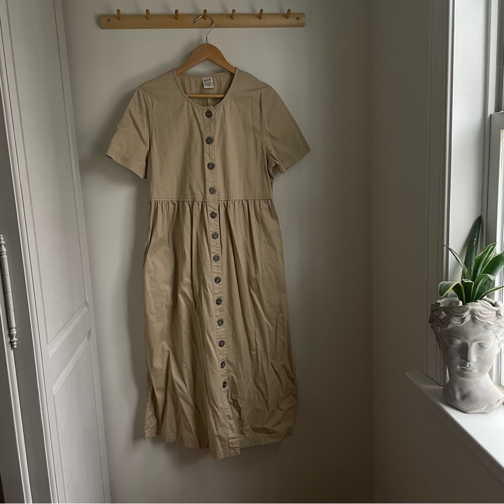 Blair Tan Button-Down Midi Dress